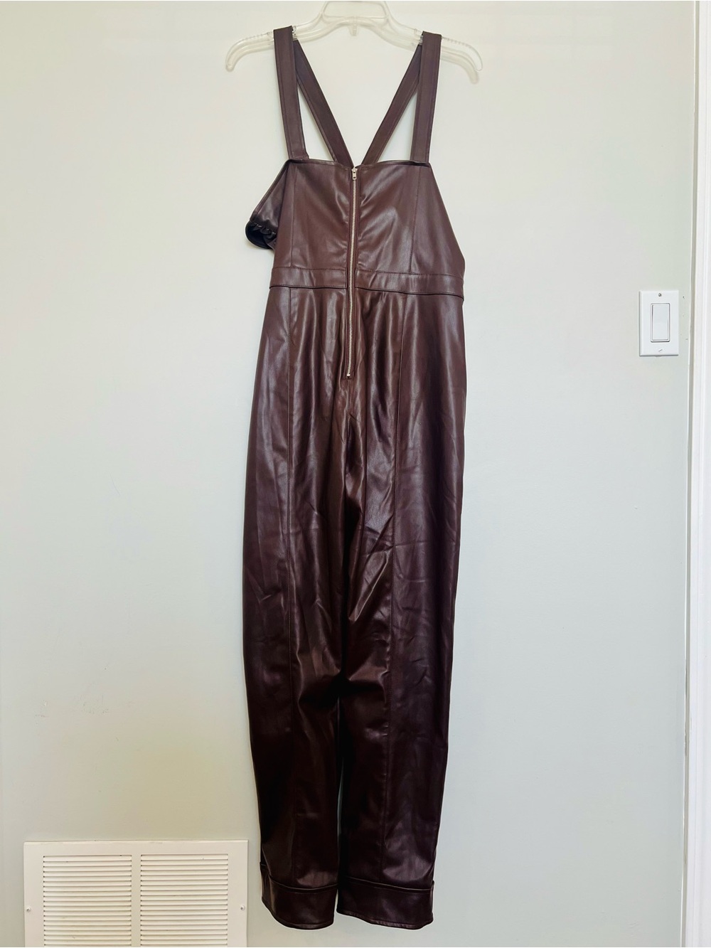 Kendall & Kylie Twist Bandeau Faux Leather Jumpsuit in Brown - Picture 7 of 9